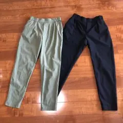 ストレートパンツ オリーブ ネイビー 2色セット