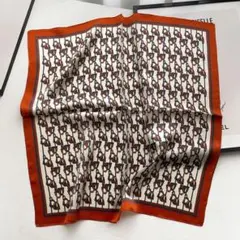 【新品】シルク100% スカーフ 53cm 正方形 トロッター風 レッド 高品質