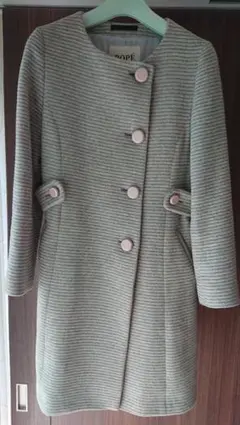 【美品】ROPE ロペ 上品 ロングコート グレー アンゴラ混