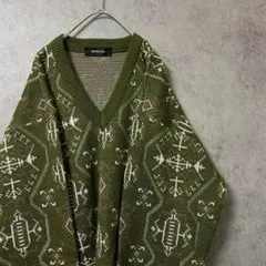 90s vintage 総柄ニット　セーター　メンズ　L アクリル　古着　Y3