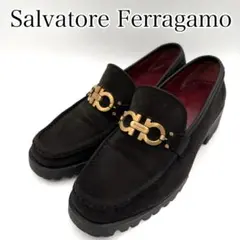 【未使用】 フェラガモ ブラウン ローファー ⑤22.5cm 低ヒール スエード サルヴァトーレフェラガモ ローファー | ダークブラウン | 25.5cm
