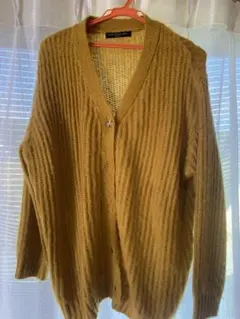 Honeysuckle Rose マスタード リブ編みカーディガン