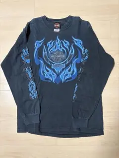 90s y2k Harley-Davidson フレイムデザイン 長袖tシャツ