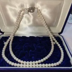 真珠 二重ネックレス イヤリング付き 約40cm弱 お祝いに。