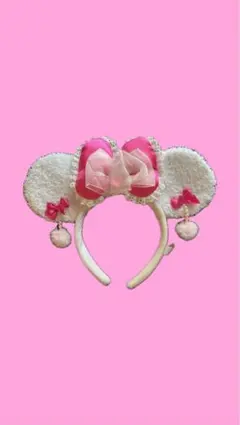 ミニーマウスカチューシャ イヤリング付き