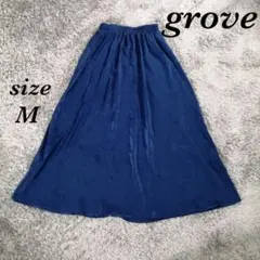 grove グローブ (M) フレアロングスカート 裏地あり 光沢あり 無地