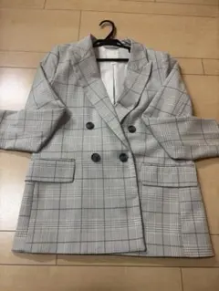 グレー系チェック ダブルブレストジャケット