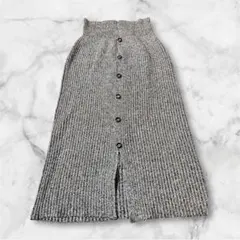 限定価格！おしゃれ！グレー リブ編み タイトスカート