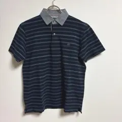 ✨希少✨ KANSAI YAMAMOTO【Ｍ】ポロシャツ ボーダー 襟付き 紺色のサムネイル