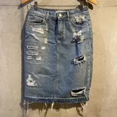 ZARA ダメージデニムタイトスカート Sサイズのサムネイル