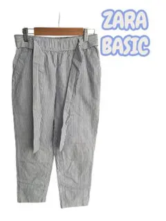 ZARA BASIC 美脚 テーパードパンツ XS ストライプ 綿100%