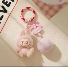 超人気ミニラブブ キーリング(ピンク) らぶぶ Labubu キーホルダー
