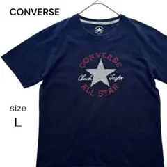 CONVERSE コンバース オールスター 刺繍 ロゴ Tシャツ ネイビー L