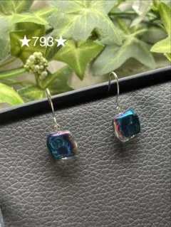 ★７９３★メッキガラスビーズ　ピアス　ハンドメイド