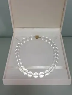大粒 天然水晶 クリスタル ネックレス ゴールド