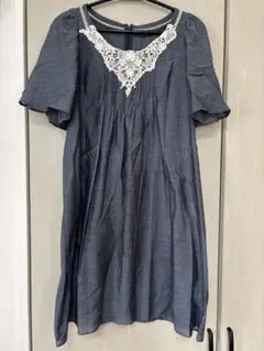 ADIEU TRISTESSE ダークブルー ワンピース 半袖