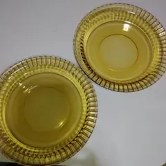 昭和レトロ　アンバーガラス皿 2枚セット