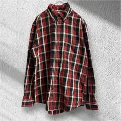 ユニクロ　ネルシャツ　長袖　チェック柄　メンズ　カジュアル　綿100 レッド　M