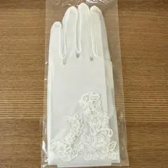 ホワイト レース装飾 ウェディンググローブ