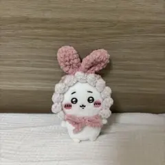 ちいかわ おすわりぬいぐるみ用　もこもこうさぎさんボンネット　(ピンク)
