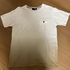 グラデーションホワイト Tシャツ 胸ポケット付き　Mサイズ