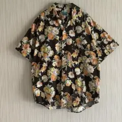 【JPNVTG】日本製 ロムラフィネ コットン 花柄アロハシャツ サイズF