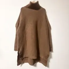 リルソリー タートルネック ニット M 茶色 オーバーサイズ チュニック丈