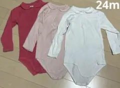 プチバトー　襟付き　長袖ロンパース　3枚　24M 86cm