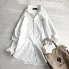 現行【ラルフローレン】オックスフォードシャツ　オーバーサイズ　ポニー刺繍　白