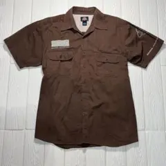 Dickies ワークシャツ 半袖 L ブラウン ワッペンのサムネイル