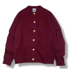 80’ スコッチハウス カシミヤ100% 金ボタン 長袖 カーディガン ボルドーのサムネイル