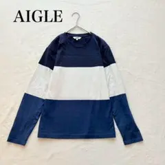 【エーグル】長袖カットソー（S）クルーネック ボーダー トップス 綿混 シンプルのサムネイル