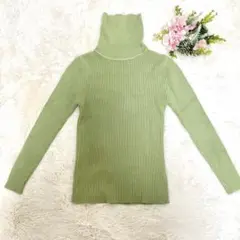 【ガーリードール】ハイネックセーター 長袖セーター グリーン フリーサイズ