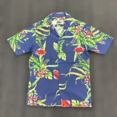 90年代 usa製 アロハシャツ 花柄 開襟シャツ ハワイ メンズ Sのサムネイル