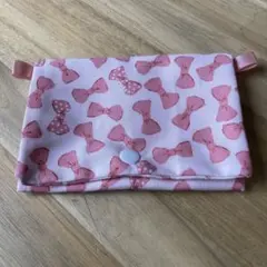 リボン柄 移動ポケット ピンク ティッシュケース ハンドメイド 女の子