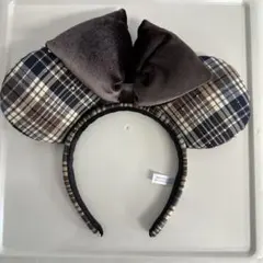 ディズニー　ミニーカチューシャ　2025秋冬　新作 ブラウンチェック