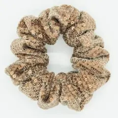 ハンドメイドシュシュ ベロアスパンコール【カラー：ライトブラウン】