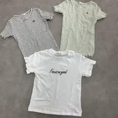 ブランシェス Tシャツ 3枚セット 白 ボーダー 130