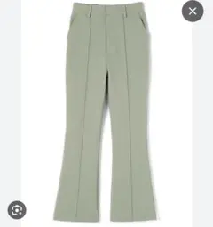 【美脚】GRL フロントタックフレアパンツ　オリーブ　s