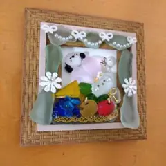 ウサちゃんとシマエナガちゃん♡秋のご馳走 うさぎ 葡萄 人参 シーグラスアート