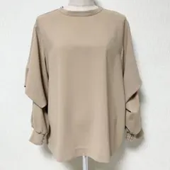 ピエールカルダン バルーンスリーブ ブラウス バイカラー ベージュ 40 Lのサムネイル