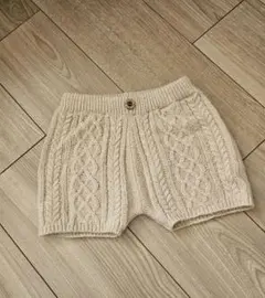 ベージュ ケーブル編み パンツ 80