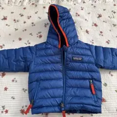 patagonia フード付きダウン 青