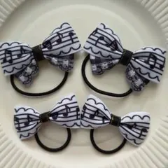 【202】音符柄リボンヘアゴム4個セット