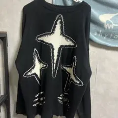 星形模様の黒ニットセーター y2k