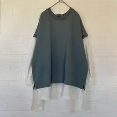 DREA my MINX 長袖トップス ドッキング 大きいサイズ ゆったり ３Ｌのサムネイル