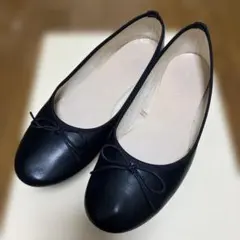 GLOBAL WORK ブラック フラットシューズ ラクッションハッスイバレエ