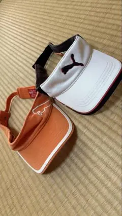 PUMA コブラ　サンバイザー オレンジ ホワイト 2点セット