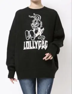 LOLLYGAG キャラクターデザイン ニット 長袖 ブラック