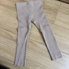 ベージュ リブ編み レギンス S